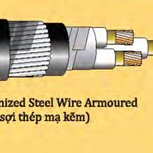Cáp Lsvina đồng chống cháy 3 lõi, bọc cách điện XLPE, bọc vỏ PVC - FRN/CXV-Cu/Mica/XLPE/Fr-PVC